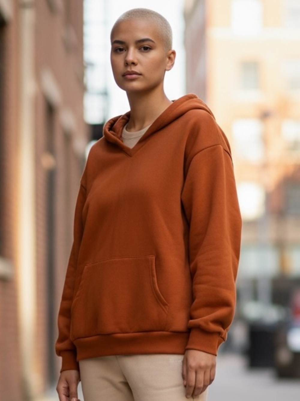 Women's V-Neck Orange Sweater